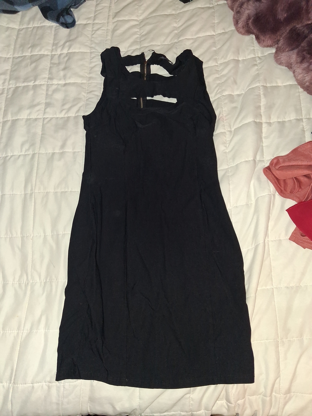 Vintage Black Sleeveless Cutout Mini Dress